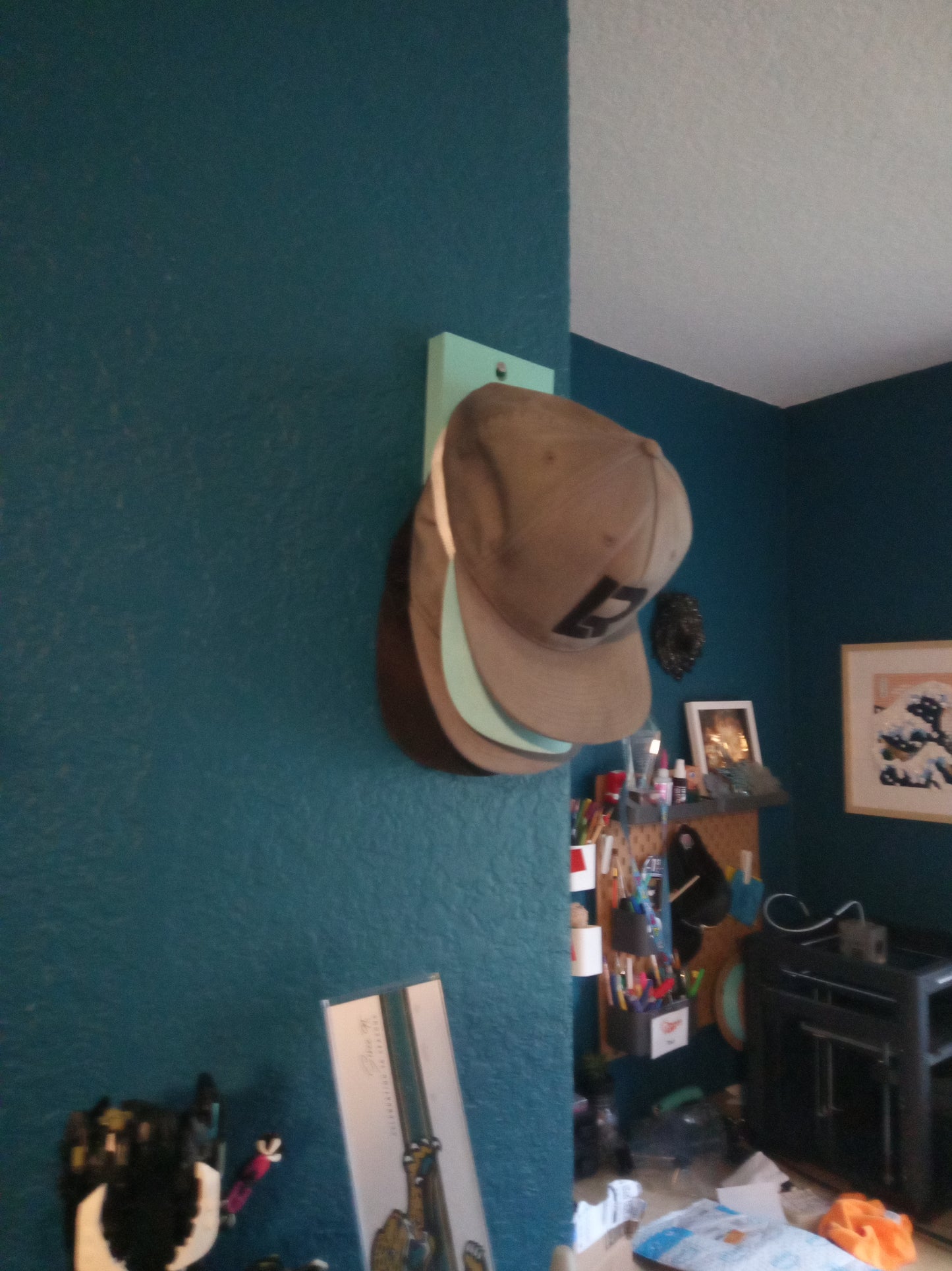 Matte Teal Hat holder